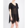 Seafolly Womens Black Amnesia Crinkled-cotton Kaftan In Nero
