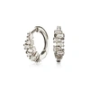 LILY & ROO Small Silver Stacked Baguette Diamond Style Huggie Hoop Earrings
