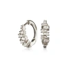 Lily & Roo Small Silver Stacked Baguette Diamond Style Huggie Hoop Earrings