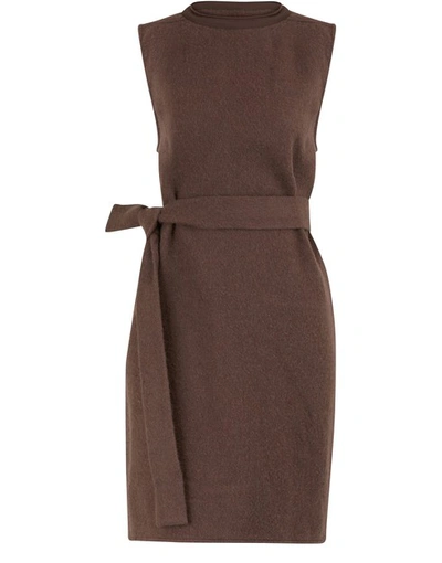 Rick Owens Camel Wool And Linen Dress In Raisin