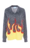 Prada Flame-intarsia Mohair-blend Sweater In Grey