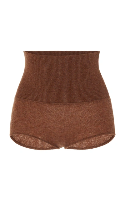 Khaite Belinda Cashmere Shorts In Brown
