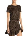 Aqua Flocked Leopard Print Top - 100% Exclusive In Olive/black