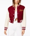 KENDALL + KYLIE CROPPED GRAPHIC VARSITY JACKET