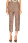 MONSE MONSE PLEATED TROUSER PANT IN BROWN,NEUTRAL,PLAID.,MNSF-WP14