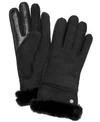 Ugg Seamed Touchscreen Compatible Genuine Shearling Lined Gloves In Black