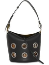 BURBERRY BURBERRY THE MEDIUM BUCKET BAG IN GROMMETED LEATHER - BLACK