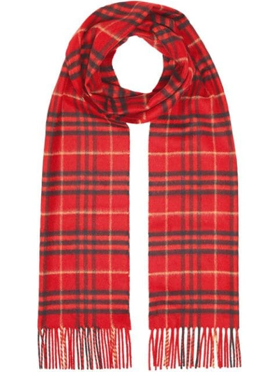 Burberry Tonal Vintage Check Cashmere Scarf In Military Red