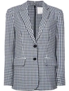 TIBI ZIP-UP GINGHAM BLAZER