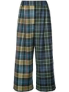 TIBI TIBI TARTAN STELLA CROPPED TROUSERS - GREEN