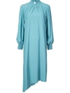 TIBI TIBI TWILL BUCKLE ASYMMETRIC DRESS - BLUE