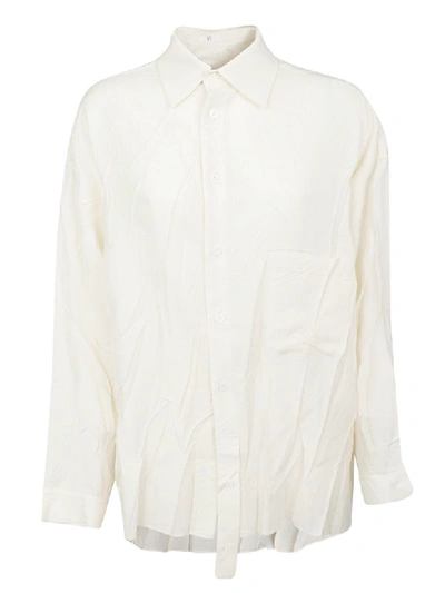 Y's Ivory Shirt With A Wrinkled Effect In White