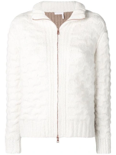 See By Chloé See By Chloe White And Beige Textured Knit Jacket