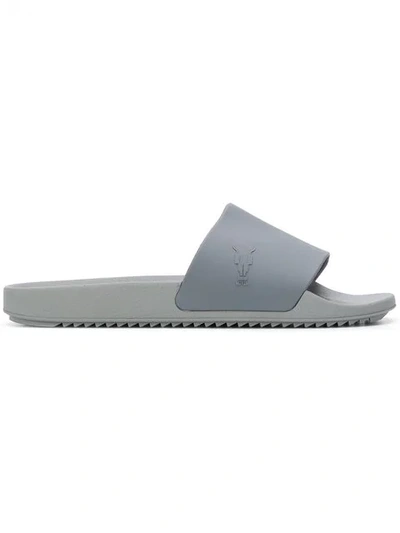 Rick Owens Drkshdw Logo Embossed Slides In Grey