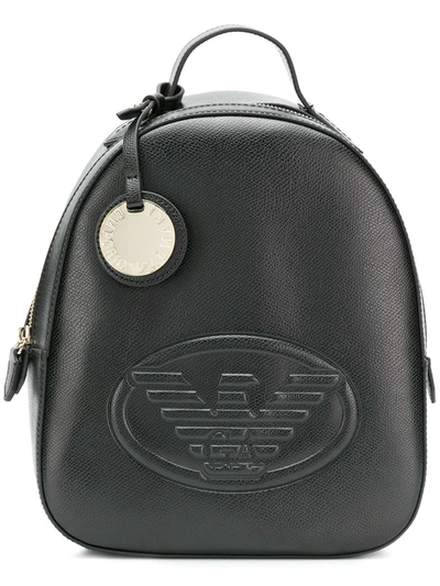 Emporio Armani Backpack In Grained Synthetic Leather In Black