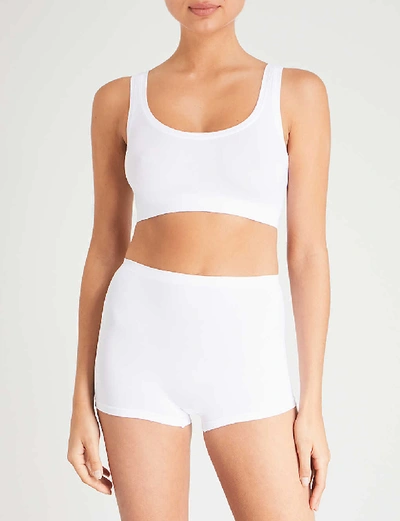 HANRO WOMENS WHITE TOUCH FEELING STRETCH-JERSEY CROP TOP,53555106