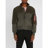 ALPHA INDUSTRIES FAUX-SHEARLING AND SHELL BOMBER JACKET