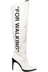 OFF-WHITE &TRADE; WOMAN PRINTED LEATHER KNEE BOOTS WHITE,GB 5016545970258481
