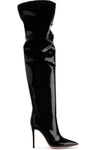 GIANVITO ROSSI GIANVITO ROSSI WOMAN RENNES 100 PATENT-LEATHER OVER-THE-KNEE BOOTS BLACK,3074457345619088109