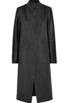 VEDA VEDA WOMAN CADILLAC LEATHER-PANELED WOOL-BLEND COAT ANTHRACITE,3074457345619070219