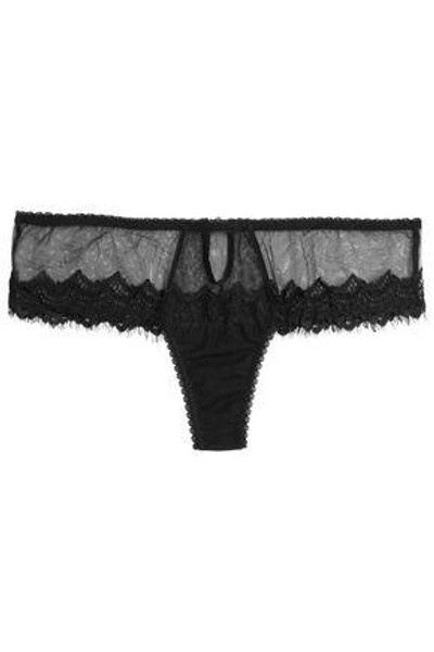 Mimi Holliday By Damaris Woman Lace-trimmed Tulle Low-rise Thong Black