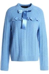 NEEDLE & THREAD Bow-embellished cable-knit merino wool jumper,3074457345619444249