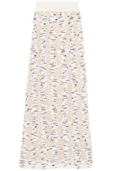 Missoni Embroidered Open-knit Maxi Skirt In Ecru