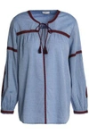 JOIE Marlen embroidered cotton-chambray blouse,3074457345619426231