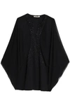 ROBERTO CAVALLI EMBELLISHED GEORGETTE AND CREPE BLOUSE,3074457345619327368