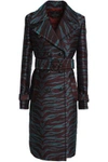 ROBERTO CAVALLI WOMAN DOUBLE-BREASTED JACQUARD TRENCH COAT MERLOT,GB 3616377385199925