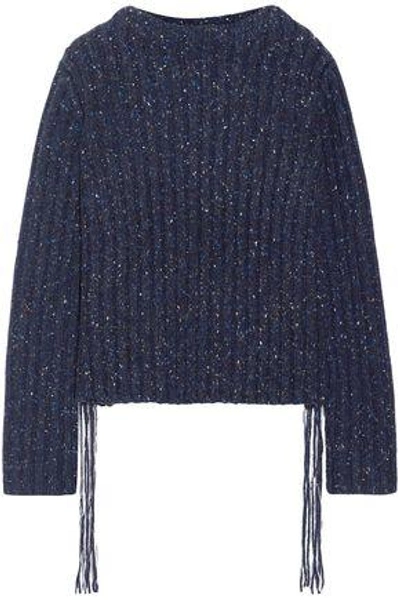 The Row Fenix Donegal Ribbed Cashmere Jumper In Navy
