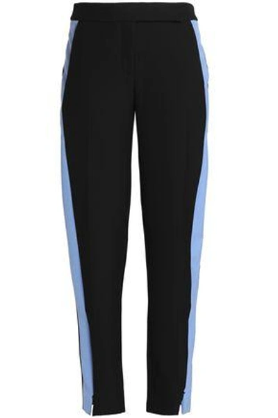 Amanda Wakeley Woman Pixel Two-tone Crepe Straight-leg Trousers Black