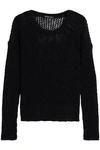 JAMES PERSE JAMES PERSE WOMAN OPEN-KNIT COTTON AND LINEN-BLEND SWEATER BLACK,3074457345619171734