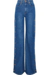ALICE AND OLIVIA AO. LA BY ALICE + OLIVIA WOMAN GORGEOUS SNAP-DETAILED HIGH-RISE WIDE-LEG JEANS MID DENIM,GB 3024088872731745