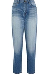 SAINT LAURENT SAINT LAURENT WOMAN FADED HIGH-RISE STRAIGHT-LEG JEANS BLUE,3074457345619057144