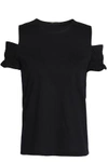 MAJE MAJE WOMAN TRINA COLD-SHOULDER COTTON-JERSEY TOP BLACK,3074457345619126211