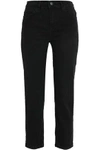 MAJE MAJE WOMAN CROPPED MID-RISE SLIM-LEG JEANS BLACK,3074457345619094421