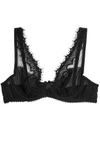 MIMI HOLLIDAY BY DAMARIS MIMI HOLLIDAY BY DAMARIS WOMAN LACE-TRIMMED TULLE UNDERWIRED BRA BLACK,3074457345621093108