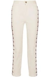 CHLOÉ CHLOÉ WOMAN CROPPED EMBROIDERED HIGH-RISE STRAIGHT-LEG JEANS ECRU,3074457345618919011