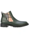 BURBERRY VINTAGE CHECK DETAIL LEATHER CHELSEA BOOTS