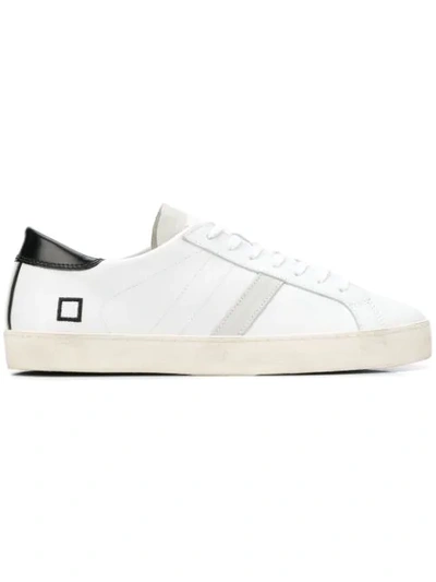 Date Contrast Panel Logo Embossed Sneakers In White