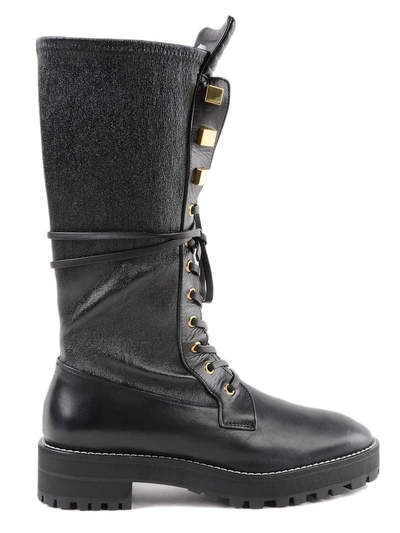 Stuart Weitzman 30mm Elspeth Leather Combat Boots In Black