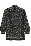 ANNA SUI PUSSY-BOW PRINTED SILK-CHARMEUSE BLOUSE