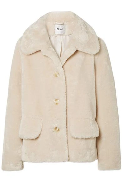 Stand Studio Noemie Faux Fur Jacket In Off White