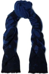 MCQ BY ALEXANDER MCQUEEN MCQ ALEXANDER MCQUEEN WOMAN WOOL-BLEND JACQUARD SCARF NAVY,3074457345619228652