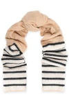 BRUNELLO CUCINELLI BRUNELLO CUCINELLI WOMAN STRIPED TWO-TONE INTARSIA-KNIT SCARF BEIGE,3074457345619211714