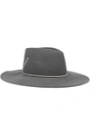 EUGENIA KIM EUGENIA KIM WOMAN HARLOWE FAUX PEARL-EMBELLISHED WOOL-FELT FEDORA ANTHRACITE,3074457345619394176