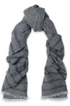 BRUNELLO CUCINELLI BRUNELLO CUCINELLI WOMAN METALLIC STRIPED GAUZE SCARF grey,3074457345619228654