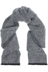 BRUNELLO CUCINELLI WOMAN FRAYED KNITTED SCARF ANTHRACITE,AU 1016843419694373