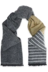 BRUNELLO CUCINELLI BRUNELLO CUCINELLI WOMAN STRIPED INTARSIA-KNIT SCARF SAGE GREEN,3074457345619211711